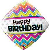 Folieballon Happy Birthday zigzag