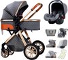 Luxe Multifunctionele 3-in-1 Combi Kinderwagen – Kwalitatieve Buggy – Opklapbare Wandelwagen – Grijs – Incl. Autostoel