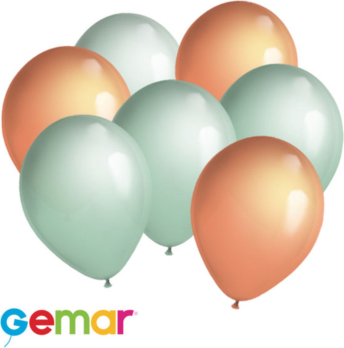 30 ballonnen Mintgroen en Zalmroze (Ook geschikt voor Helium)