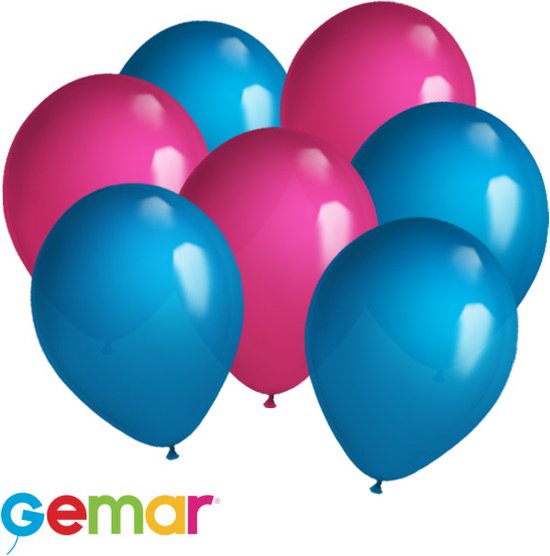 30 ballonnen Fuchsia en Blauw (Ook geschikt voor Helium)