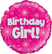 Oaktree - Folieballon Sparkling Fizz Birthday Girl Roze