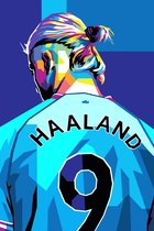 Voetbal Poster - Haaland Poster - Manchester City - Portrait abstrait - Erling Haaland - Décoration murale - 51x71 - Convient pour l'encadrement