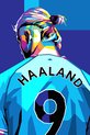 foto van Voetbal Poster - Haaland Poster - Manchester City - Abstract Portret - Erling Haaland - Wanddecoratie - 51x71 - Geschikt om in te lijsten