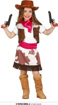 Guirca - Cowboy & Cowgirl Kostuum - Schietgrage Cowgirl Van Het Wilde Westen - Meisje - Bruin, Wit / Beige - Maat 176 - Carnavalskleding - Verkleedkleding