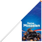 Kioskvlag - Mosselen - Kioskvlag inclusief aluminium mast en oranje dop - Horecavlaggen.nl