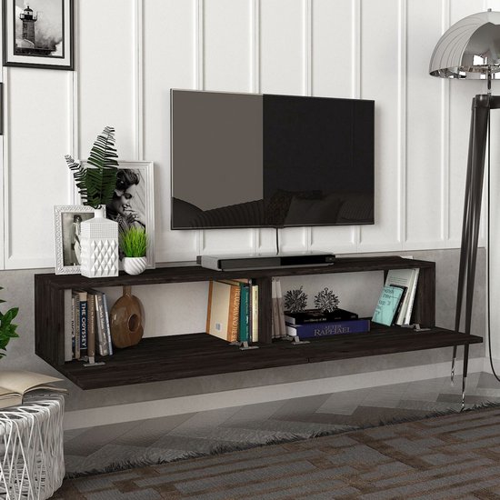 Tv-meubel Toivakka zwevend 135x31x25 cm eiken zwart