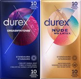 Bol.com Durex - 20 stuks Condooms - Orgasm Intense Stimulerende Gel 10 stuks - Nude No Latex Huid op Huid gevoel 10 stuks - Voor... aanbieding