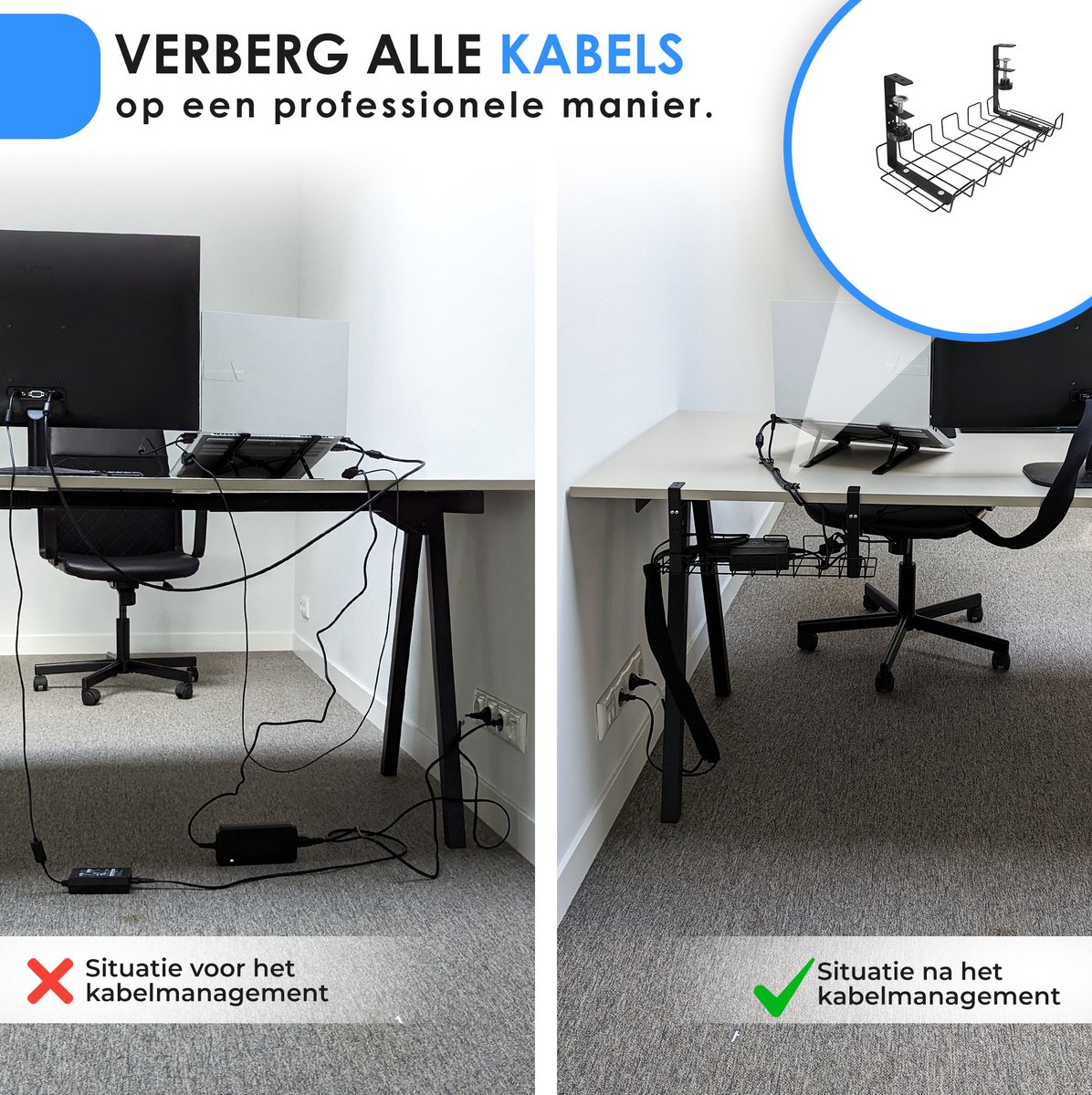 Kabel management set XL 137 pcs Inclusief cable management tray