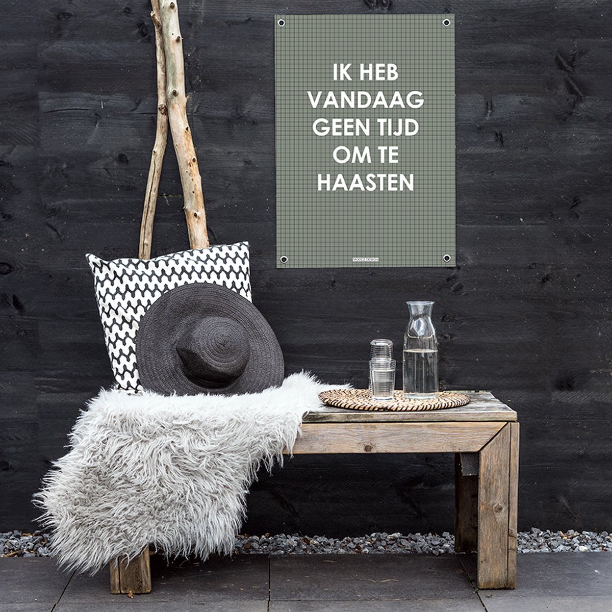 MOODZ design | Tuinposter | Buitenposter | Ik heb vandaag geen tijd om te haasten | 70 x 100 cm | Groen