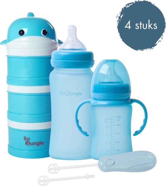 Jungle - Papflessen Baby - Starterspakket 1 - Set van 2 drinkflessen doseerdoosje... |