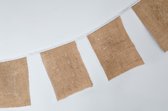 Vlaggenlijn van stof | Jute - 5 meter - jute rechthoek vlaggetjes - Bruiloft decoratie slingers / Huwelijk versiering (personaliseerbaar) - Stoffen slingers handgemaakt & duurzaam