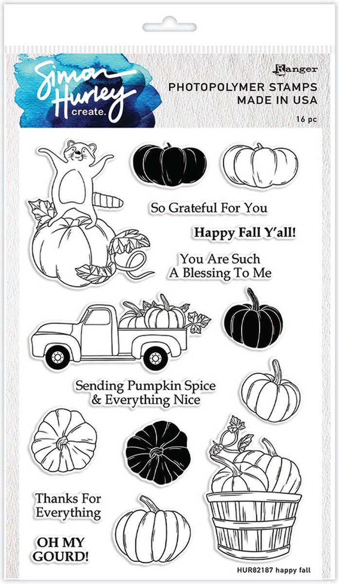 Ranger Simon Hurley Create. Photopolymer Stamp Happy Fall