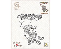 SCLOLA005 Nellie Snellen Clearstamp Little Lammy Christmas swing - stempel schaap op schommel