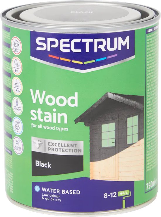 tolerantie hebzuchtig Van storm Spectrum beits -Zwart Wood stain- 750 ML- Black - Indoor en outdoor  bruikbaar - na 4... | bol.com