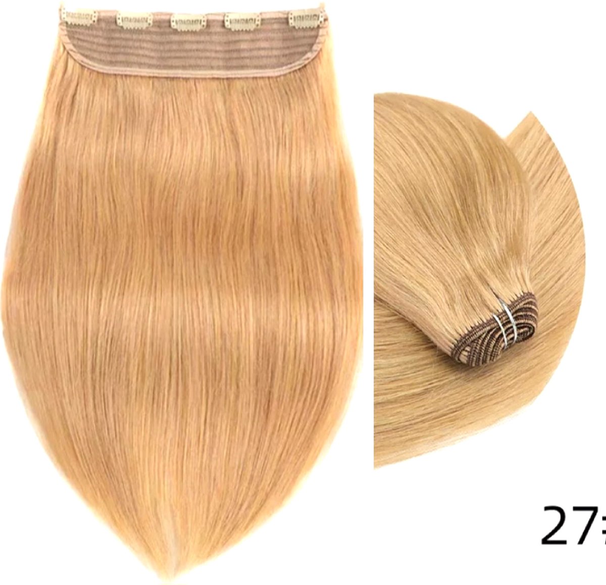 Frazimashop- Europese haar- remy Wire - Steil haar - 22 inch 100% Human Hair ( - 120 gram - honing blonde kleur: 27 - onzichtbare draad