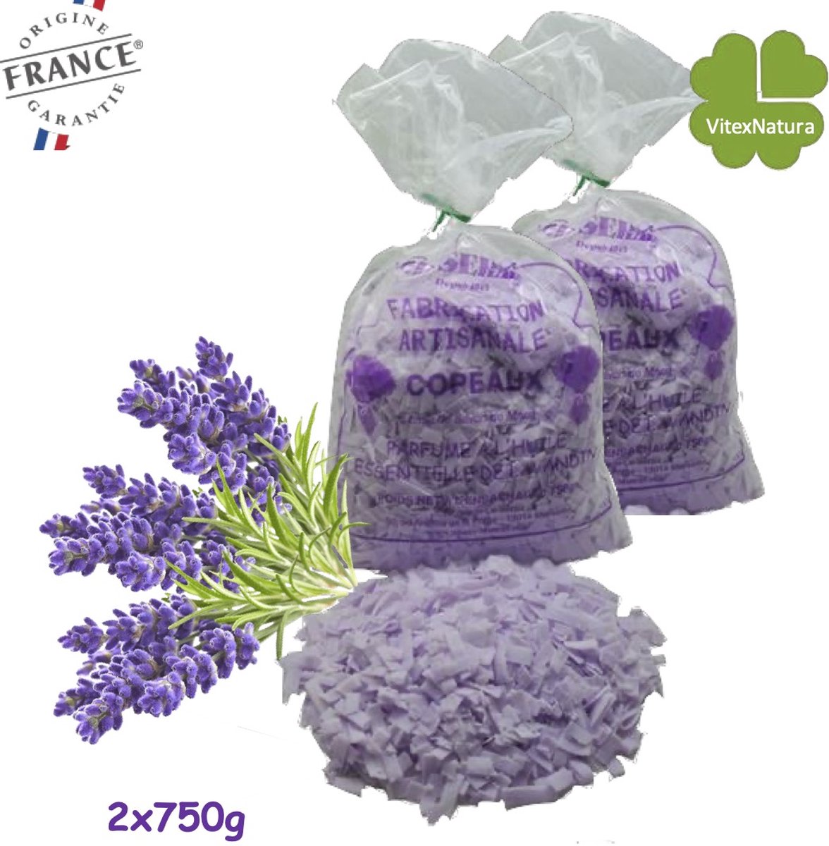 Marseille zeepvlokken met landelijke lavendel geur | 2 x 750 g | Ecologisch en Milieuvriendelijk | Le Serail