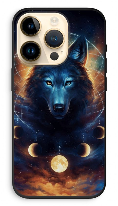 Case Company® - Coque iPhone 14 Pro - Wolf Dreamcatcher - Coque de téléphone biodégradable - Tous les bords et Protection des bords