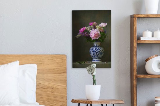 Tableau Peinture Nature Morte - Pivoines - Couleurs - 20x30 cm - Décoration murale