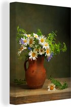 Toile - Tableau - Fleurs - Marguerite - Canette - Antique - Nature morte - Toile - Peintures sur toile - 60x80 cm - Décoration murale - Chambre