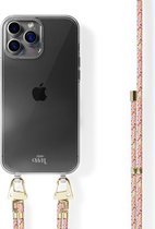 xoxo Wildhearts Rainbow Vibes siliconen hoesje - Geschikt voor iPhone 12 Pro Max - Hoesje met koord - telefoonkoord - Transparant hoesje - Meerkleurig regenboog koord