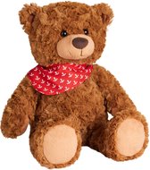 BRUBAKER Teddy pluche beer met anker bandana rood - 42 cm - Vintage Teddybeer pluche teddy knuffel - Knuffel met extra zachte vacht - Zacht speelgoed bruin