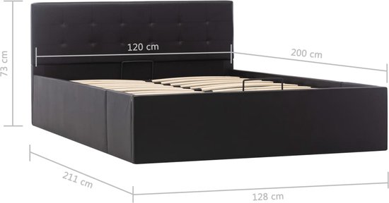 vidaXL Cadre de lit avec rangement Cuir artificiel hydraulique Noir 120x200  cm | bol