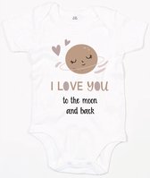 Bébé Romper Moon - 3-6 Mois - Wit - Barboteuses bébé avec texte