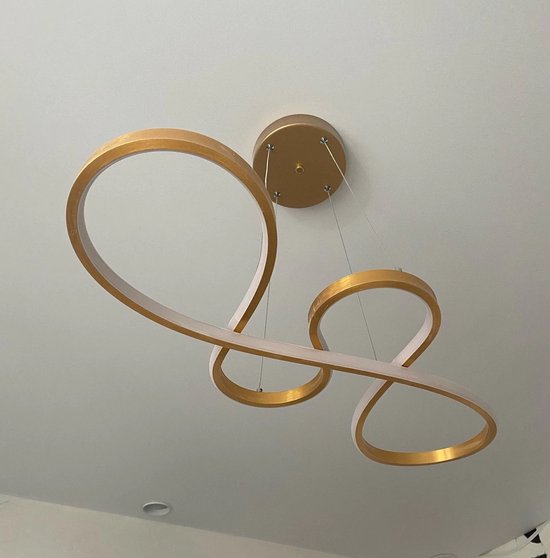 LuxiLamps - Hanglamp - Kroonluchter - Goud - Woonkamerlamp - Dimbaar Met Afstandsbediening - Moderne lamp - Eetkamer Lamp - LED Plafondlamp - Plafonniere - Afbeelding 5