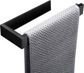 Handdoekring SUS 304 roestvrij staal mat zwart Finish wandgemonteerd handdoekrek zelfklevend (Geen Boren) zwart