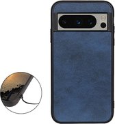 Kunstlederen Hoesje Geschikt voor de Google Pixel 8 Pro - Stijlvolle Lichte Back Cover - Comfortabele Dunne Bescherm Hoes Blauw