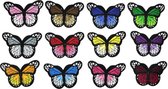 Strijk Embleem 'Vlinders patch set (12)' - Stof en Strijkapplicatie - Vlinder Patch - 12 Stuks - Patchwork - Strijkembleem Insecten - Patches - Versiering voor op kleding - Leuk Cadeau