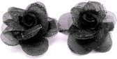 2 roosjes klein met duckklem zwart