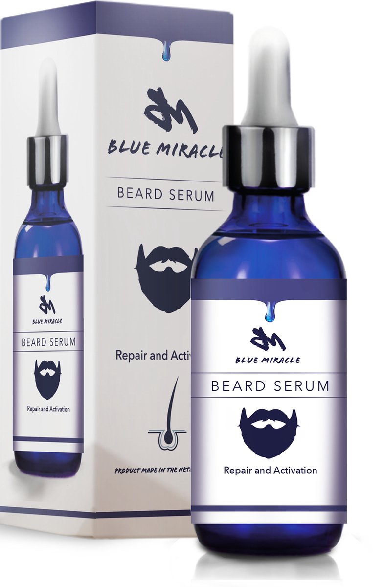 Blue Miracle Baardgroei Olie 50 ml | Baardgroei Kit - Baardgroei Serum - Vegan Baardolie | GRATIS Dermaroller | Baardverzorging Mannen