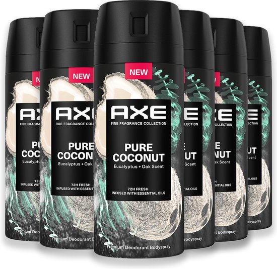 Axe - Deodorant Man - Fine Fragrance Spray - Pure Coconut - 6 x 150 ml -...  | bol