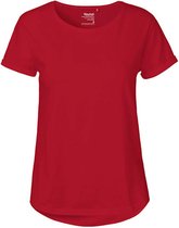 Dames Roll Up Sleeve T-Shirt met ronde hals Red - L