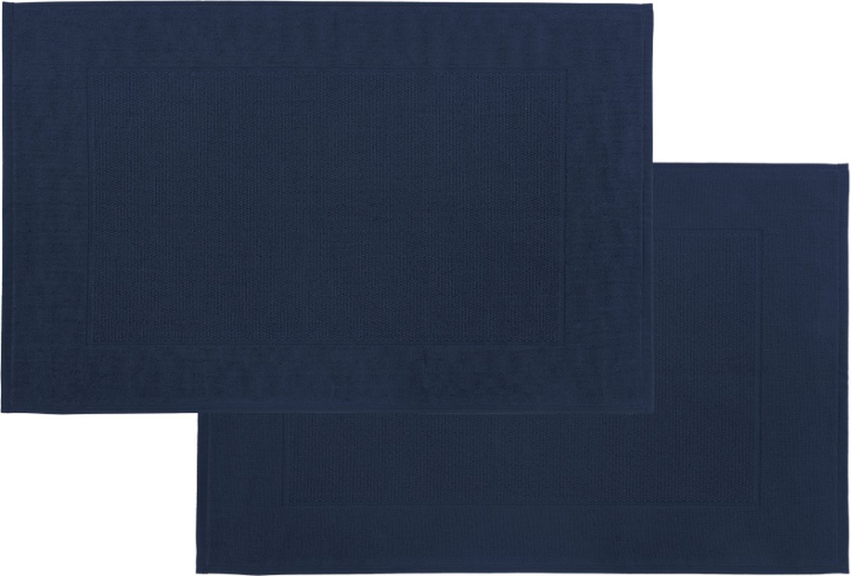 Tiseco Home Studio - Badmat DELUX - SET/2 - 100% katoen - 750 g/m² - superzacht en zeer absorberend - Rechthoek - 50x80 cm - Donkerblauw