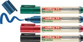 edding 29 EcoLine Marqueur pour tableaux blancs - multi-couleur - étui de 4 stylos - pointe biseautée 1-5mm - pour feutre effaçable - tableaux blanc, mémo et chevalet de conférence - rechargeable