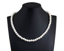 Fako Bijoux® - Parelketting - 8mm - Glaskralen - Parelmoer - Wit