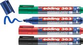 edding 363/4 S boardmarker set - zwart, rood, blauw, groen - beitelpunt 1-5mm - geschikt voor whiteboard en flipchart