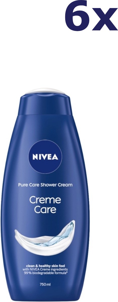 6x Nivea Bath 750ml Cream Care douche crème