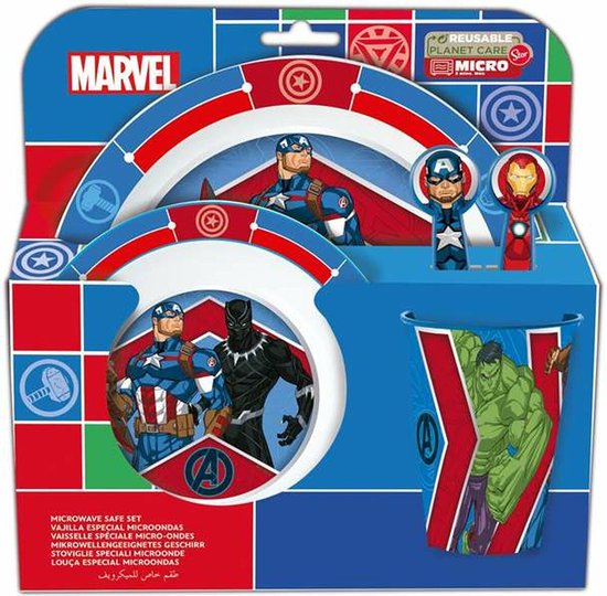 Vaisselle Marvel Avengers - 5 pièces - assiette / bol / tasse / cuillère &  fourchette | bol