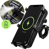 iMoshion Phone Holder Bicycle with 5,000mAh Power Bank - Support de téléphone portable - Fietshouder avec lampe de vélo - Chargeur sans fil - Zwart