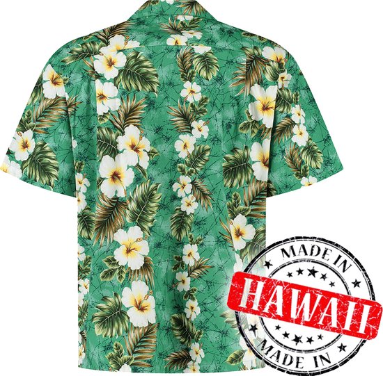 Hawaii Blouse Mannen - Shirt - Hemd - 100% Katoen - Overhemd Heren Korte Mouw - Made in Hawaii "Tiki Tropics" Maat L