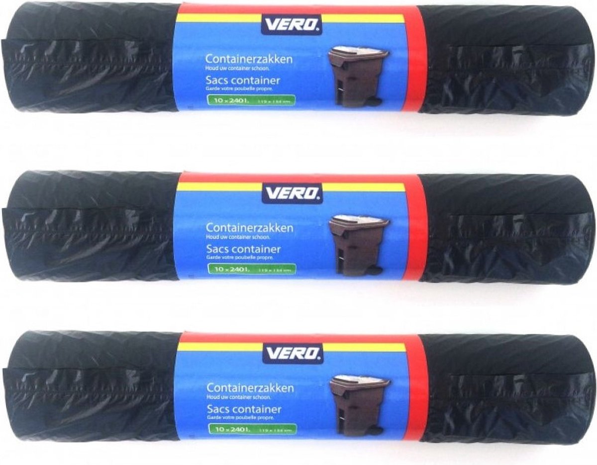 Goedkoopste Vero Containerzakken - 30x stuk - vuilniszakken - 240 liter - gerecycled kunststof