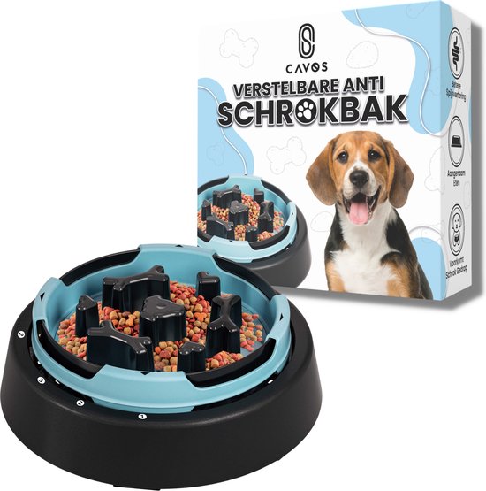 Cavos Anti schrokbak hond - Slow Feeder - Voerbak Hond - Verstelbaar - Blauw