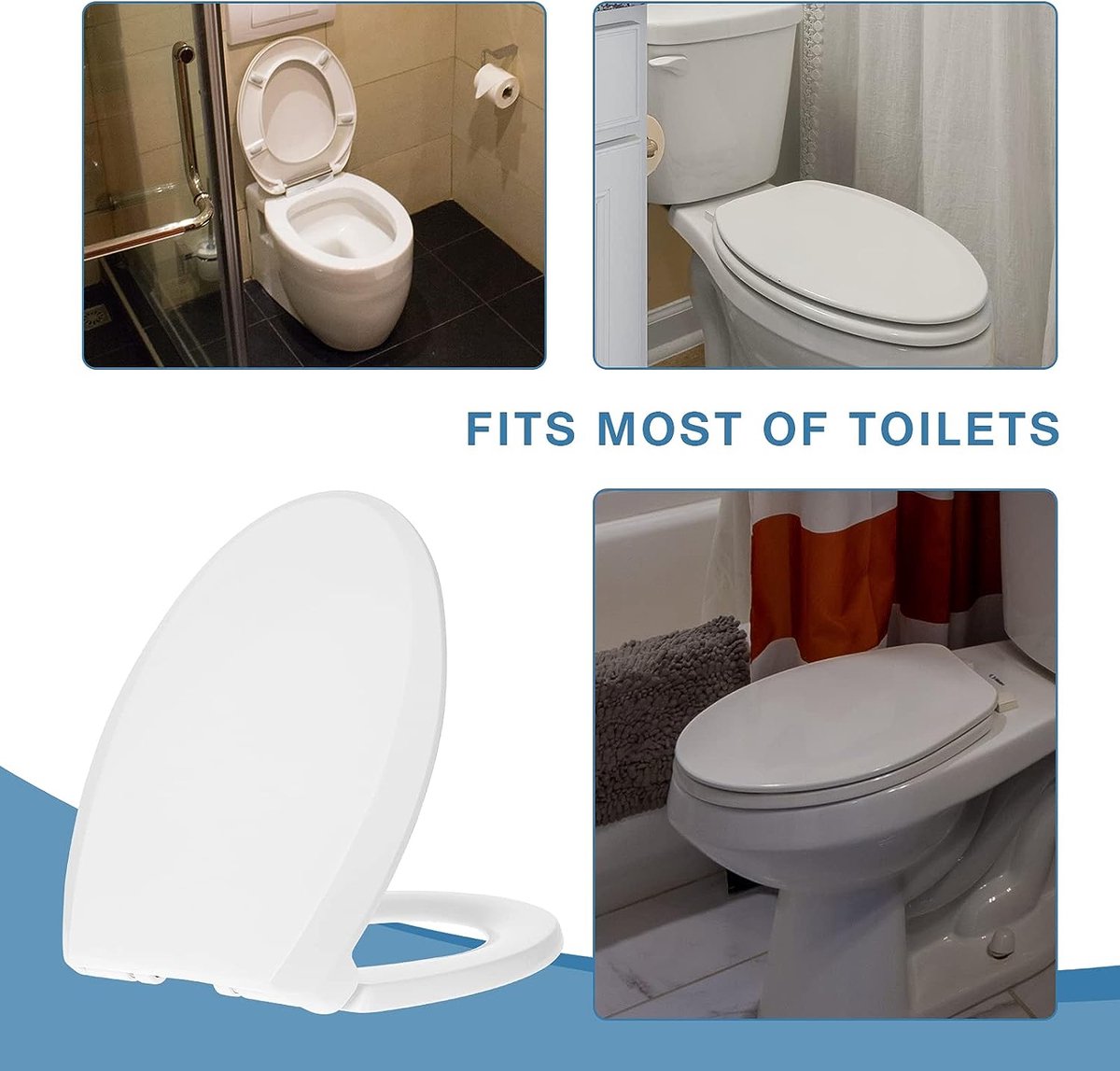 Antibacteriële toiletbril met softclose-mechanisme en snelsluiting, kunststof, wit Antibacteriële toiletbril met softclose-mechanisme en snelsluiting, kunststof, wit