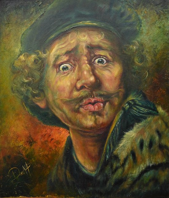 Schilderij canvas Rembrandt zelfportret - Artprint op canvas - 90 x 100 - Kunst op canvas
