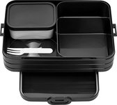 Lunchbox – broodtrommel met vakken, geschikt voor maximaal 4 van 8 boterhammen, TPE/pp/abs, 0 mm black Edition, 1500 ml