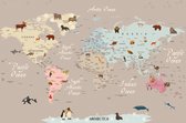 Fotobehang Animals World Map For Kids Wallpaper Design - Vliesbehang - 300 x 210 cm