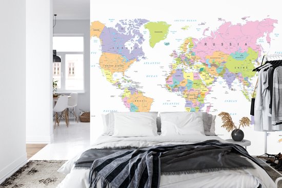 Fotobehang Wereldkaart - Vliesbehang - 368 x 280 cm